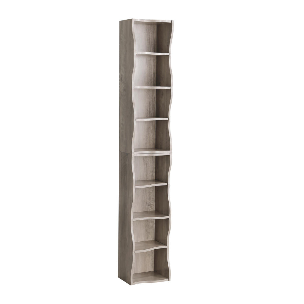 8-Tier Adjustable Slim Bookshelf with Adjustable Shelves, Anti-Tip Hardware, Detachable Cabinets for Living Room, 11.5" L x 9.5" W x 71" H, Gray