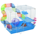2-Level Hamster Cage Rodent Gerbil House Mouse Mice Rat Habitat Metal Wire with Exercise Wheel, Play Tubes, Water Bottle, Food Dishes, & Interior Ladder
