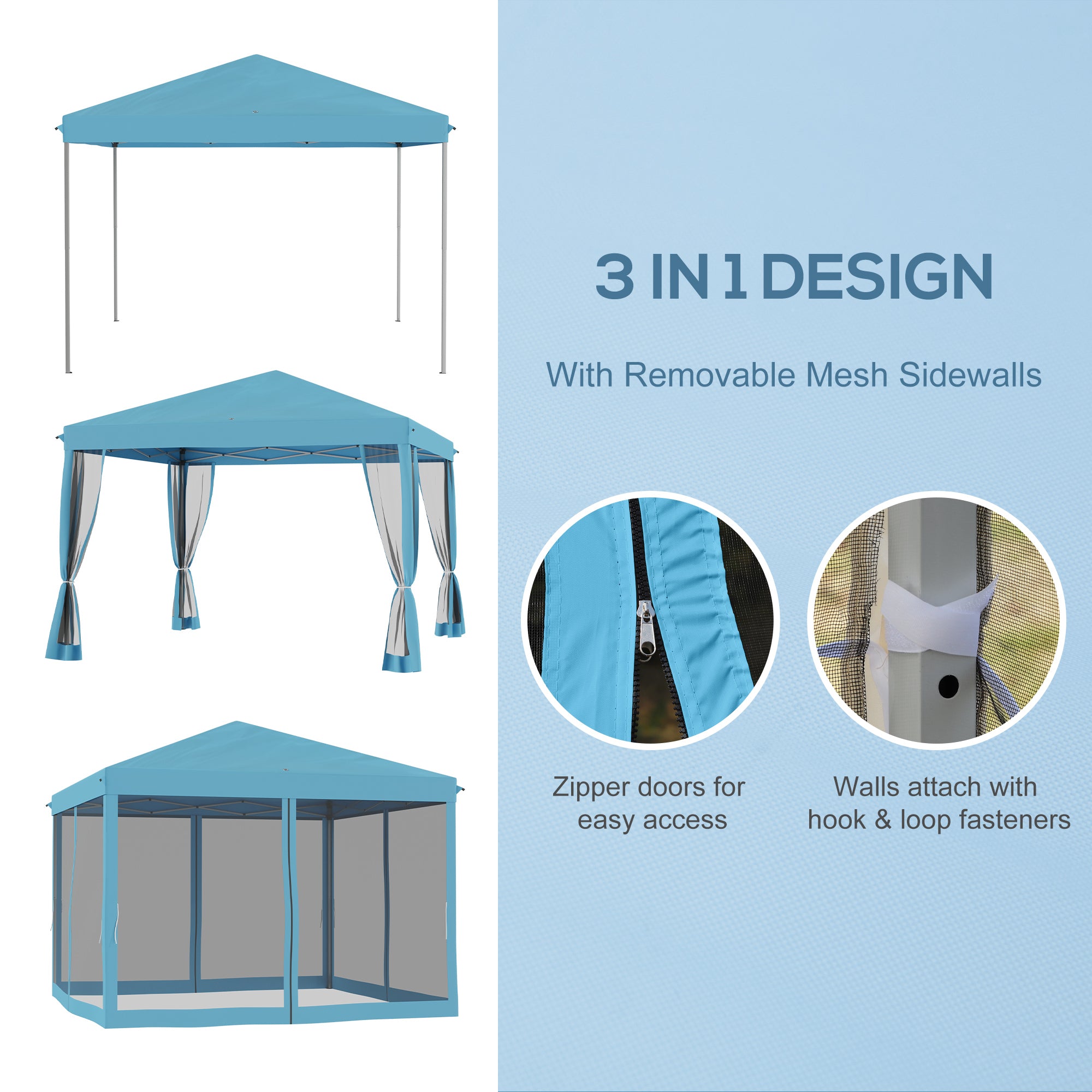 10 x 10 Pop Up Canopy Tent, Outdoor Patio Gazebo with Netting, Carry Bag Included