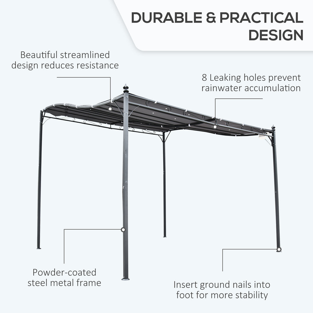 Durable 10x10 Steel Pergola, Wall-Mounted with Canopy for Patio Perfect for Homeowners, Gray
