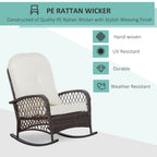 Outdoor PE Rattan Wicker Recliner Rocker Chair w/ Soft Cushion for Garden
