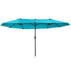 Patio Umbrella 15ft Double-Sided Outdoor Market Extra Large Umbrella with Crank Handle for Deck, Lawn, Backyard and Pool, Blue