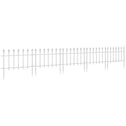 Metal Decorative Garden Fence, 9.2' x 17.25" 5 Steel Panels, Decorative Border for Landscape, Flower Bed, Animals, White