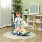 4 in 1 Rocking Horse for Toddles 1-3 Years with Detachable Push Handle & Balance Board, Blue