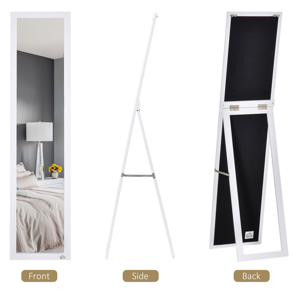 Full Length Glass Mirror, Freestanding or Wall Mounted Dress Mirror for Bedroom, Living Room, Bathroom, White