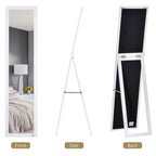 Full Length Glass Mirror, Freestanding or Wall Mounted Dress Mirror for Bedroom, Living Room, Bathroom, White