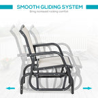 Outdoor Glider Chair, Steel Swing Chai with Curved Armrests for Porch, Garden, Poolside, Balcony, Cream White