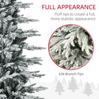 6' Pre Lit Artificial Flocked Christmas Trees, with Snow Branches, Warm Yellow Clear Lights, Auto Open, Extra Bulb