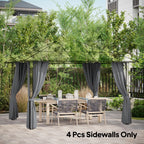 9.84' x 11.8' Gazebo Sidewall Set with Hooks/C-Rings, Gray