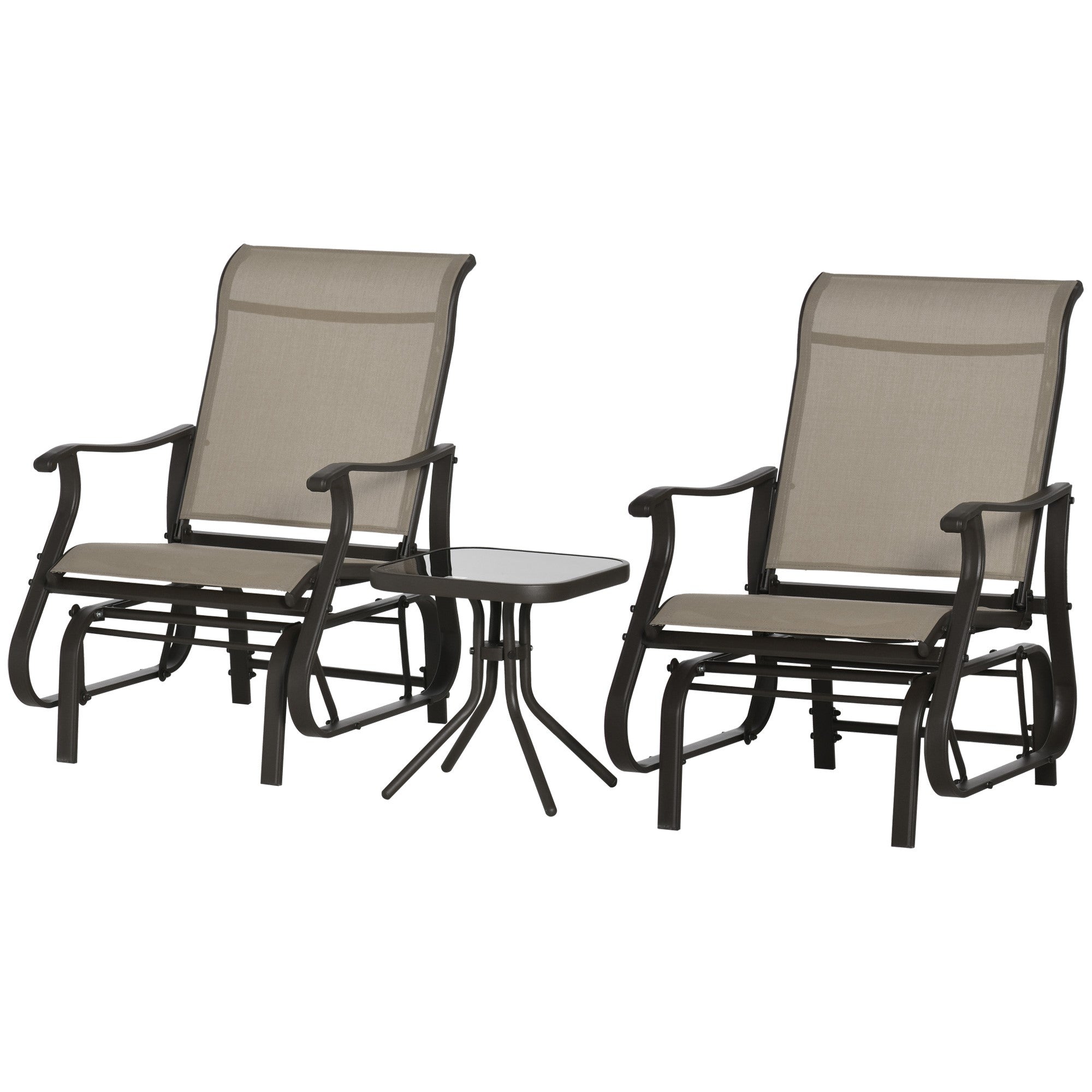 Outdoor Gliding Chairs Set Durable Compact for Patio, Bistro Tea Time, Perfect for Couples & Families, Gray