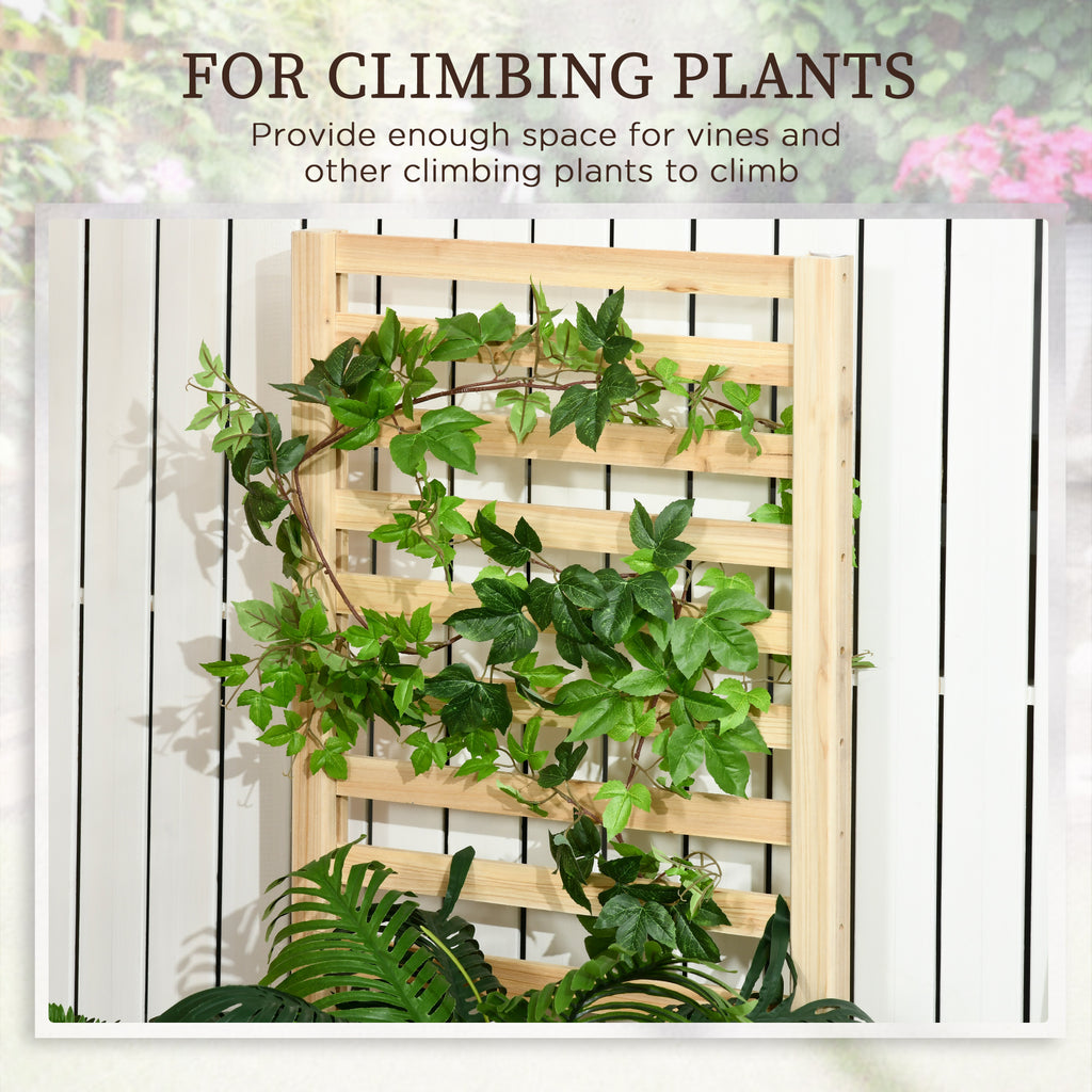 Wood Planter Box with Trellis for Climbing Plants, Raised Garden Bed for Outdoor Flowers Herbs, 91"x24"x43", Natural