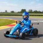 24V 7AH Kids Electric Go Kart, 8.1 MPH Battery Powered Drift Kart with Dual Motors, Soft Start for 8-12 Years, Blue