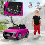 Q8 e-tron Sportback Licensed 12V Battery Powered Kids Electric Car w/ Spring Suspension, Soft Start, Pink