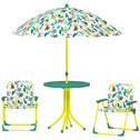 Kids Picnic Table, Kids Table and Chair Set with 2 Folding Chairs and Umbrella for Backyard, Garden, Patio, Green