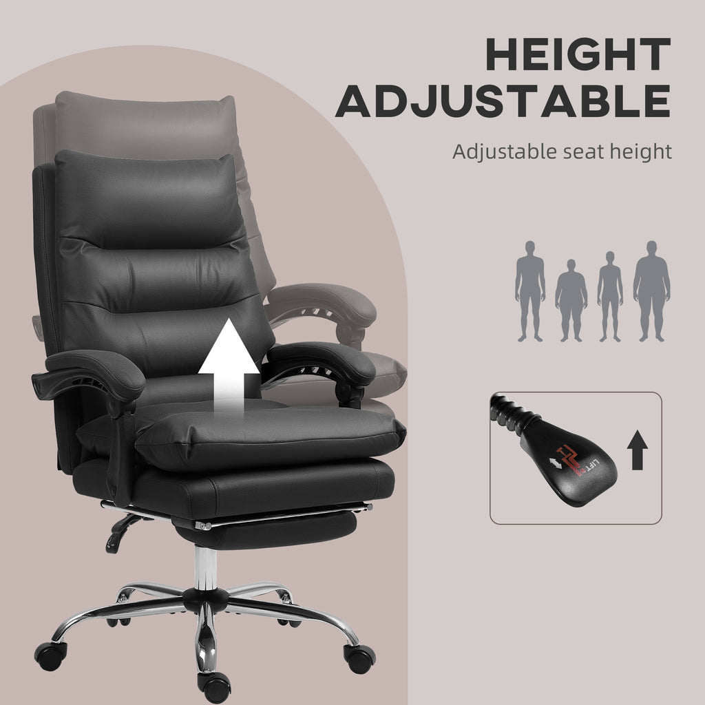 Massage Office Chair with Heat Function, Computer Desk Chair with Footrest Swivel Wheels, Black