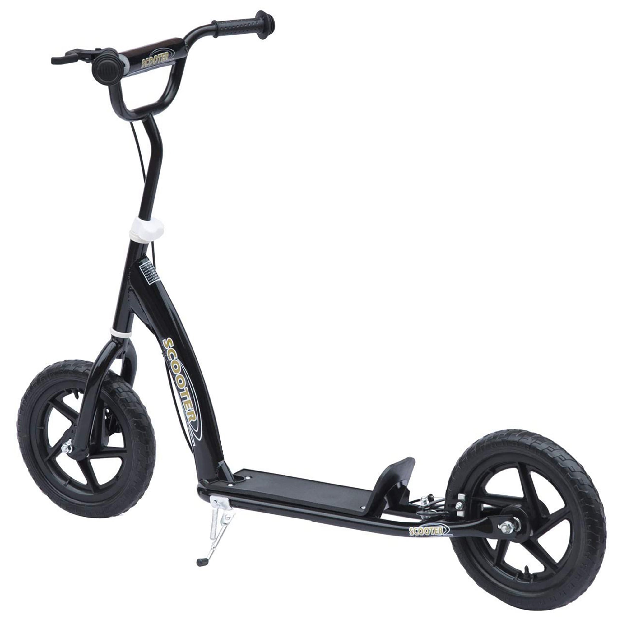 Kick Scooter for Kids 5-12 Years Old with Adjustable Height Handlebar, Non-slip Footplate, Big Wheels, Rear Brake, Black