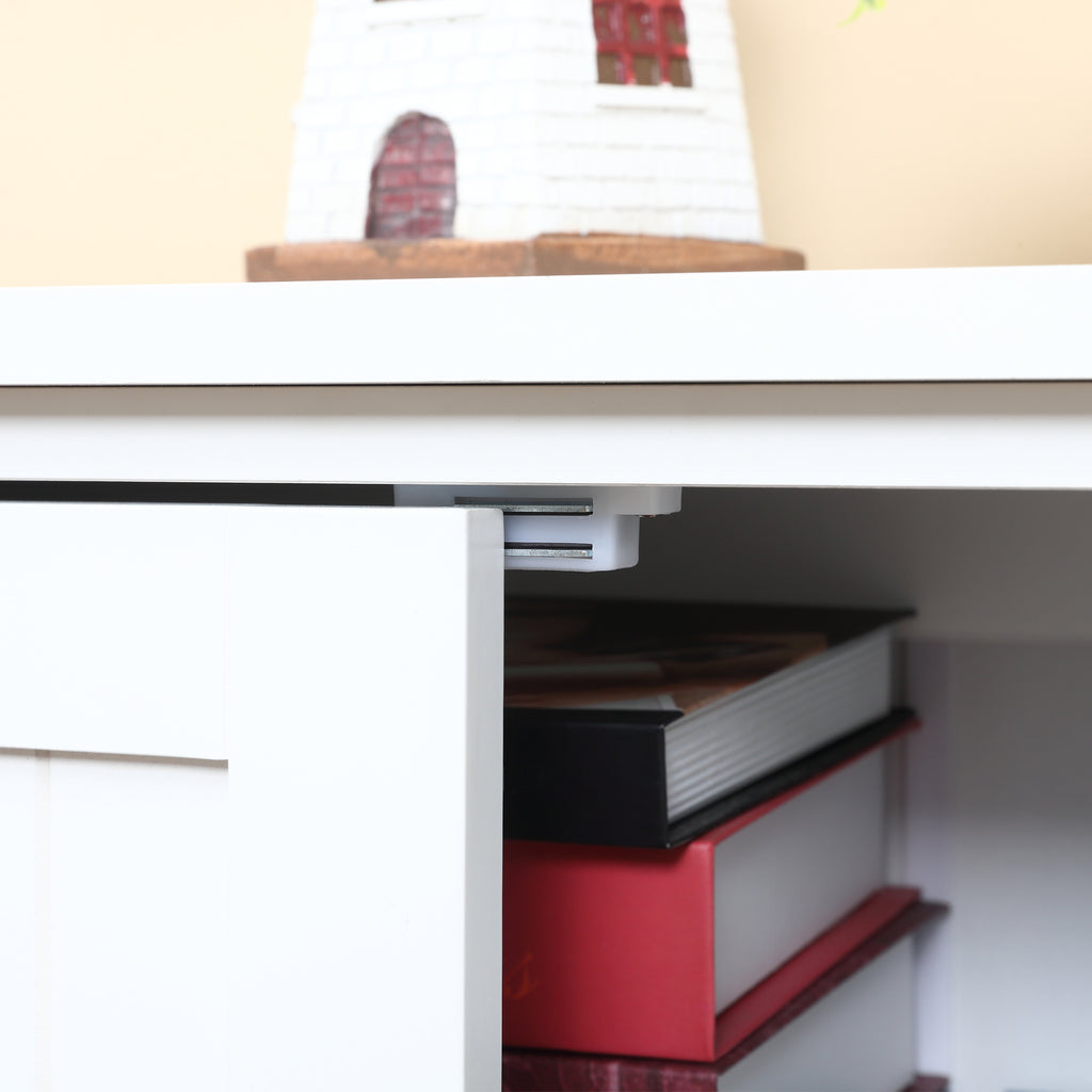 Accent Floor Storage Cabinet Kitchen Pantry with Adjustable Shelves and 2 Lower Doors, White