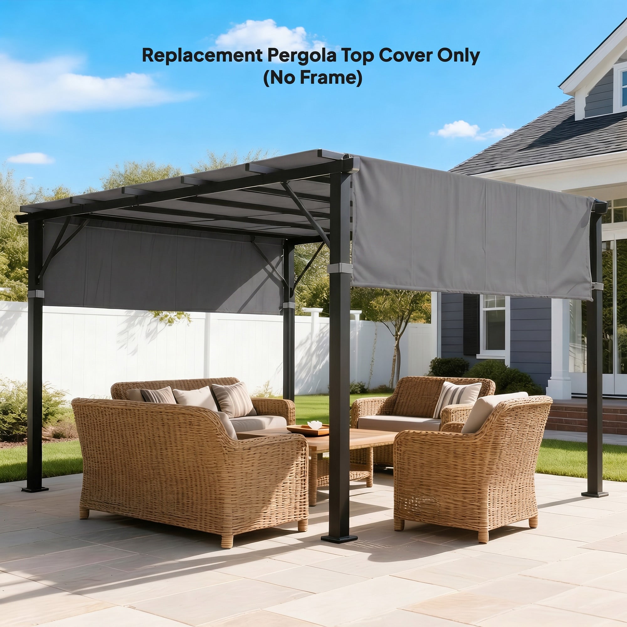 2 Pcs Pergola Replacement Canopy, UV Protection Pergola Shade Cover, Easy to Install, for 10 x 10ft Pergola, Dark Gray