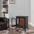 24" Free-Standing Design Electric Infrared Quartz Fireplace Stove with 11 Temperature Settings, 3D Flames, and Remote Control, Antique Black