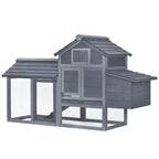 59" Small Wooden Chicken coop Hen House Poultry Cage for Outdoor Backyard with 2 Doors, Nesting Box and Removable Tray, Gray