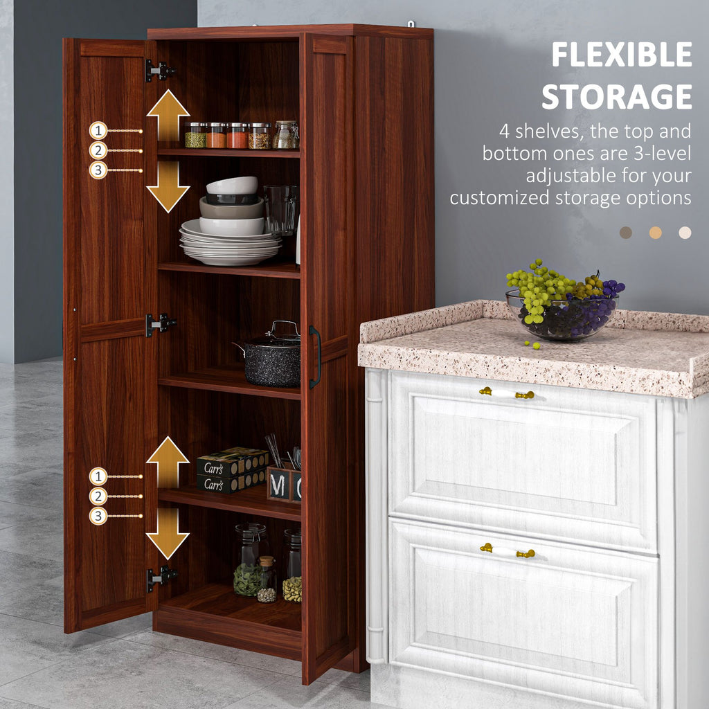 63" Kitchen Pantry Storage Cabinet with Doors and Shelves, Tall Kitchen Cabinet with 2 Doors and 5-tier Shelving