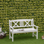 2-Seater Wooden Garden Bench, 4FT Outdoor Patio Loveseat with Unique X-Shape Back for Yard, Lawn, Porch, White