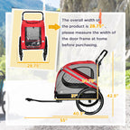 2-in-1 Pet Bike Trailer for Small Medium Dogs, Road-Visibility Dog Stroller Bicycle Carrier, Weather-Strong Bike Wagon Trailer Sidecar Attachment, Red