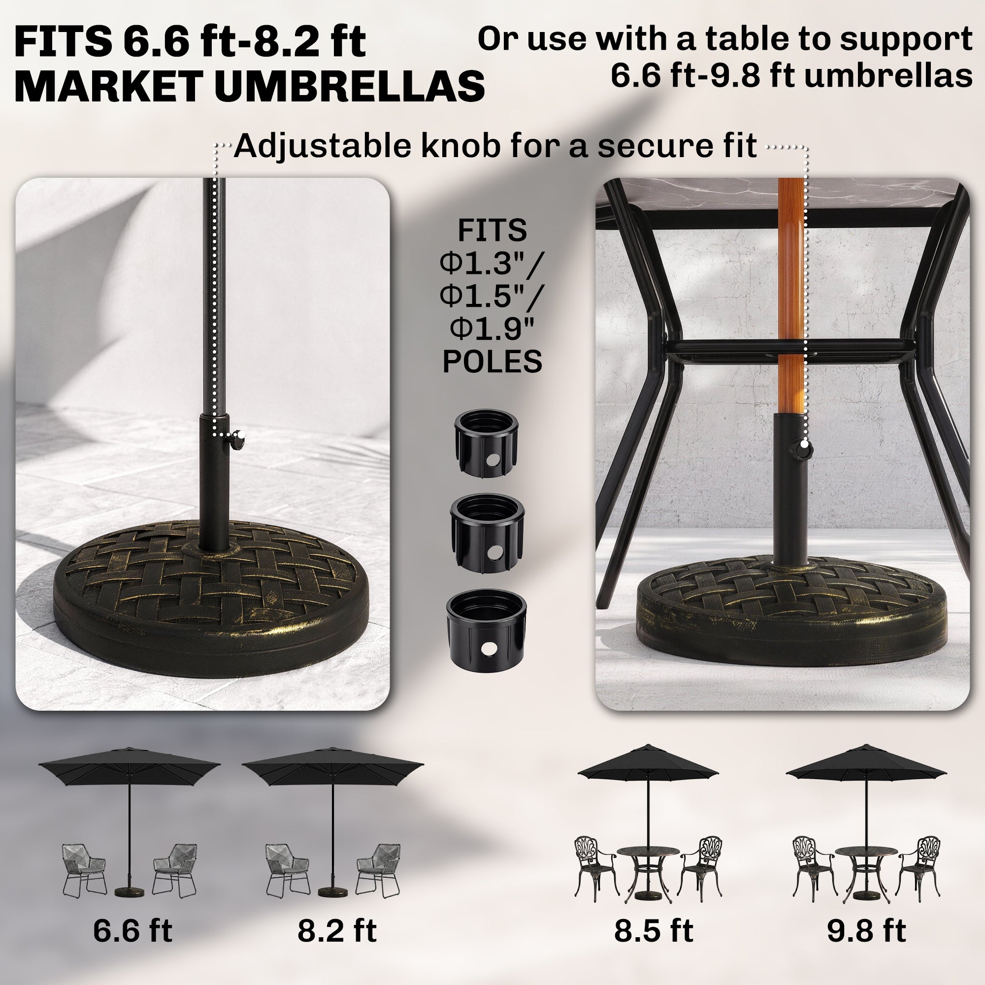 Concrete Umbrella Base, 40 lbs. Heavy Duty Umbrella Stand with Metal Umbrella Holder for Outdoor, Lawn, Deck, Bronze