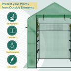 8' x 6' x 7' Temporary Greenhouse for Growing Flowers with Mesh Door & Windows Green
