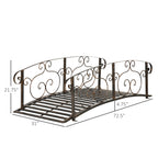 6' Metal Arch Backyard Garden Bridge, Safety Siderails, Arc Footbridge for Backyard Creek, Stream, Pond, Bronze