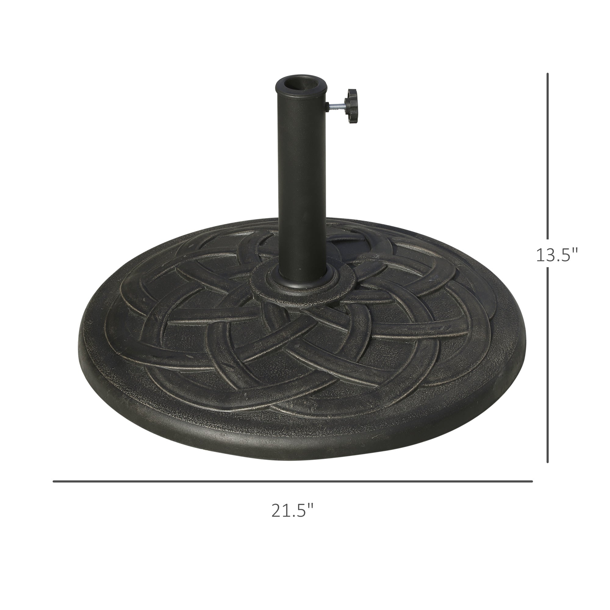 22" 42 lbs Round Resin Umbrella Base Stand Market Parasol Holder with Beautiful Decorative Pattern & Easy Setup, for Φ1.5", Φ1.89" Pole, for Lawn, Deck, Backyard, Garden, Bronze