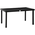 Outdoor Dining Table for 6 Person, Rectangular Patio Table, Aluminum Metal Legs for Garden, Lawn, Patio, Woodgrain Black