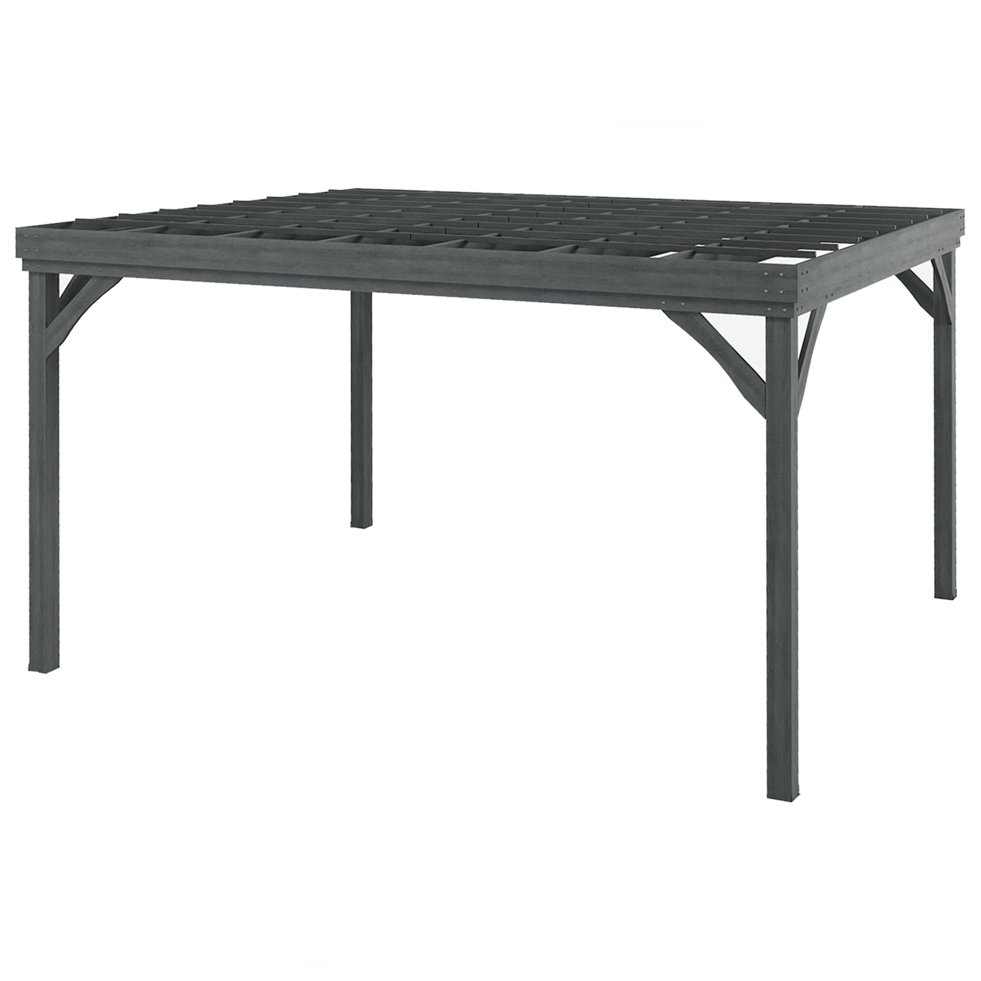 10' x 12' Outdoor Wooden Pergola, Grape Vine Gazebo with Concrete Anchors for Garden, Patio, Backyard, Deck, Gray