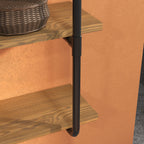 4-Tier Industrial Pipe Shelves Floating Wall Mounted Bookshelf, Metal Frame Display Rack, Rustic Brown