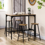 5-Piece Counter Height Bar Table and Chairs Set, Bar Table with Stools, Kitchen Table 4 Chairs, Rustic Brown