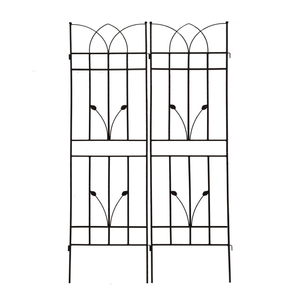 2 Pack Metal Garden Trellis with Rustproof Feature for Outdoor Climbing Plant Support, Easy Assembly, Black