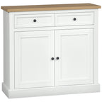 Sideboard Buffet Cabinet, Coffee Bar Cabinet with 2 Drawers and Double Door Cupboard for Kitchen, Living Room, Entryway, White