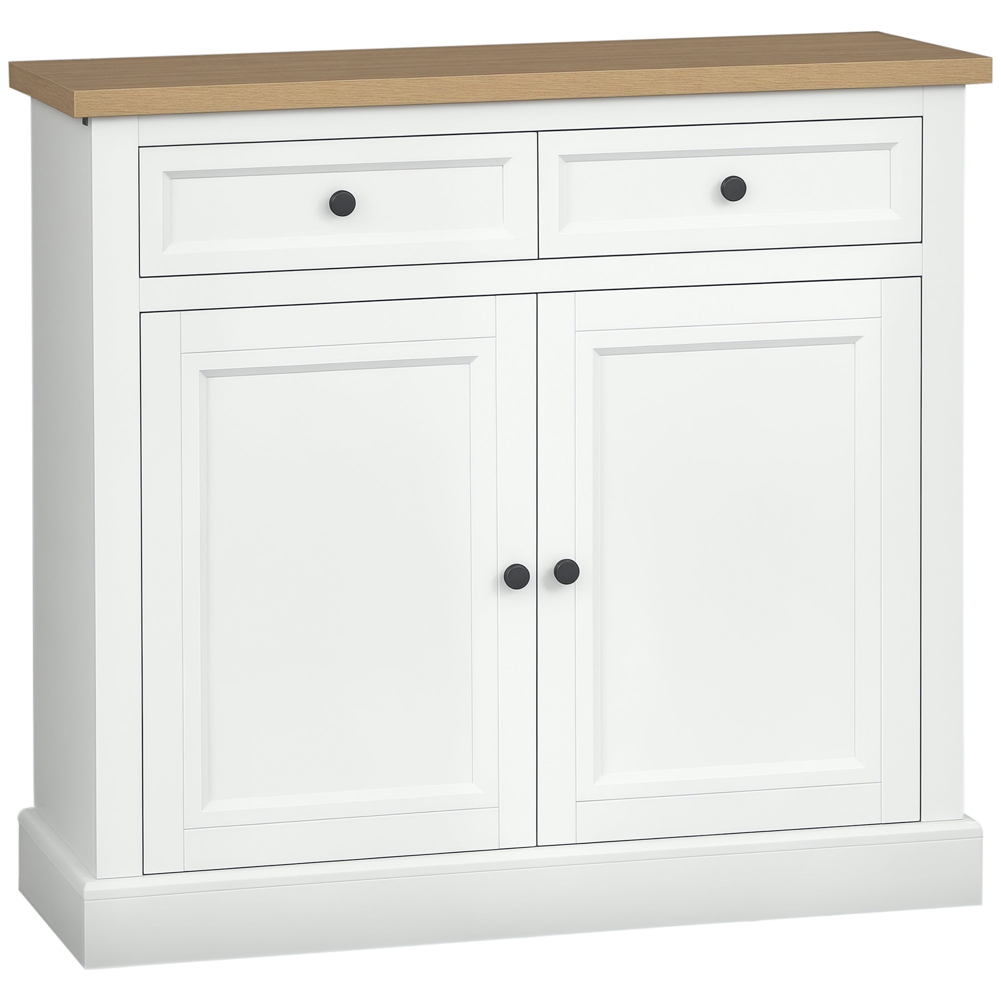 Sideboard Buffet Cabinet, Coffee Bar Cabinet with 2 Drawers and Double Door Cupboard for Kitchen, Living Room, Entryway, White