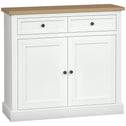 Sideboard Buffet Cabinet, Coffee Bar Cabinet with 2 Drawers and Double Door Cupboard for Kitchen, Living Room, Entryway, White