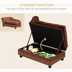 Pet Sofa Bed Couch with Storage, Pet Sofa for Cats and Small Dogs, Brown