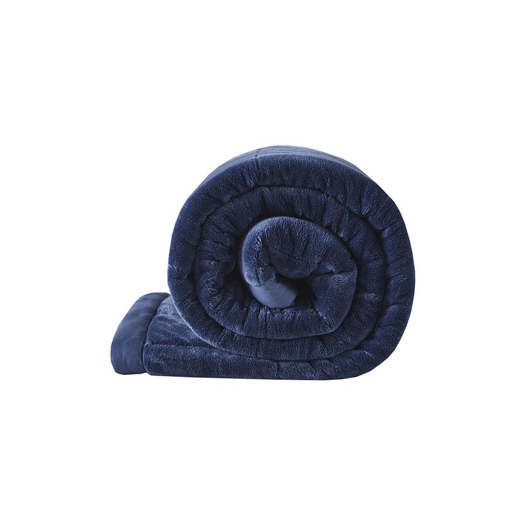 Reversible Down Alternative Blanket with Smart Temperature Regulating, Moisture Wicking, Ideal for All Seasons, 108" L x 90" W x 0.25" H, Navy