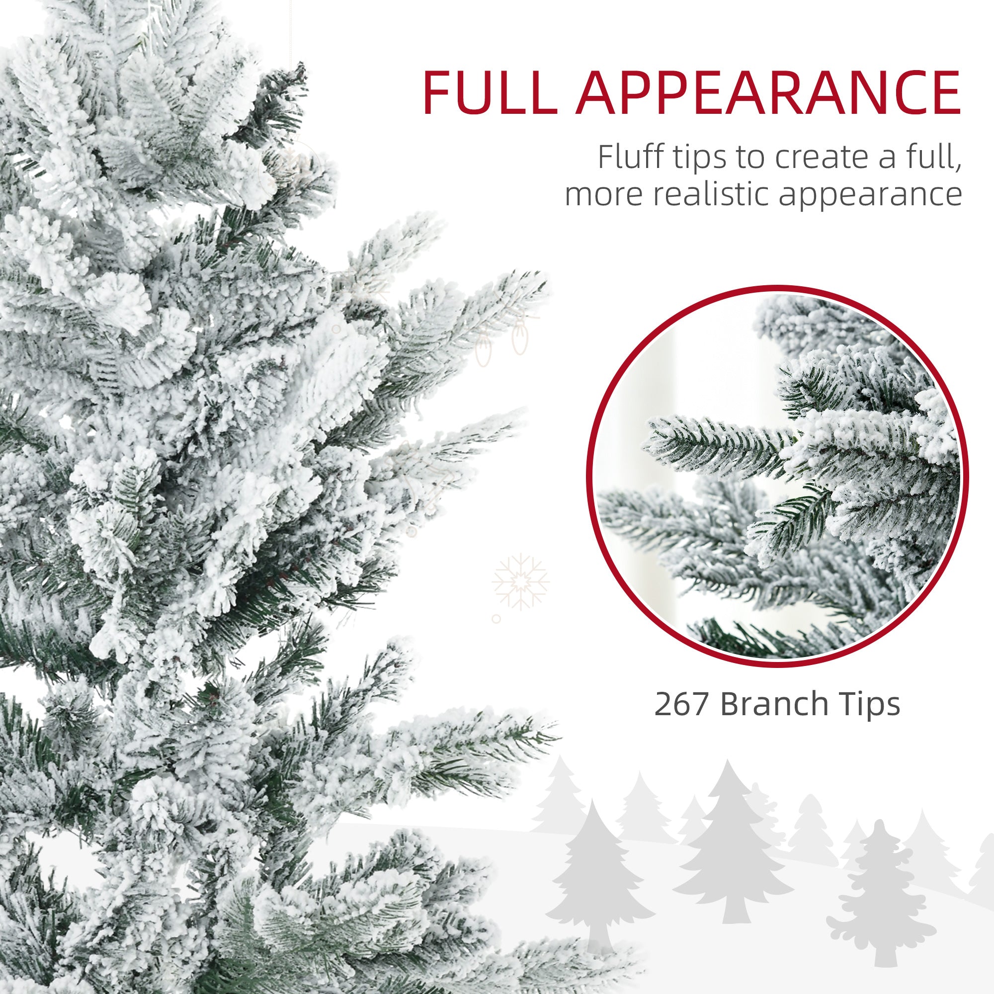 4.5' Artificial Flocked Christmas Trees, with Snow Frosted Branches, Auto Open, Steel Base