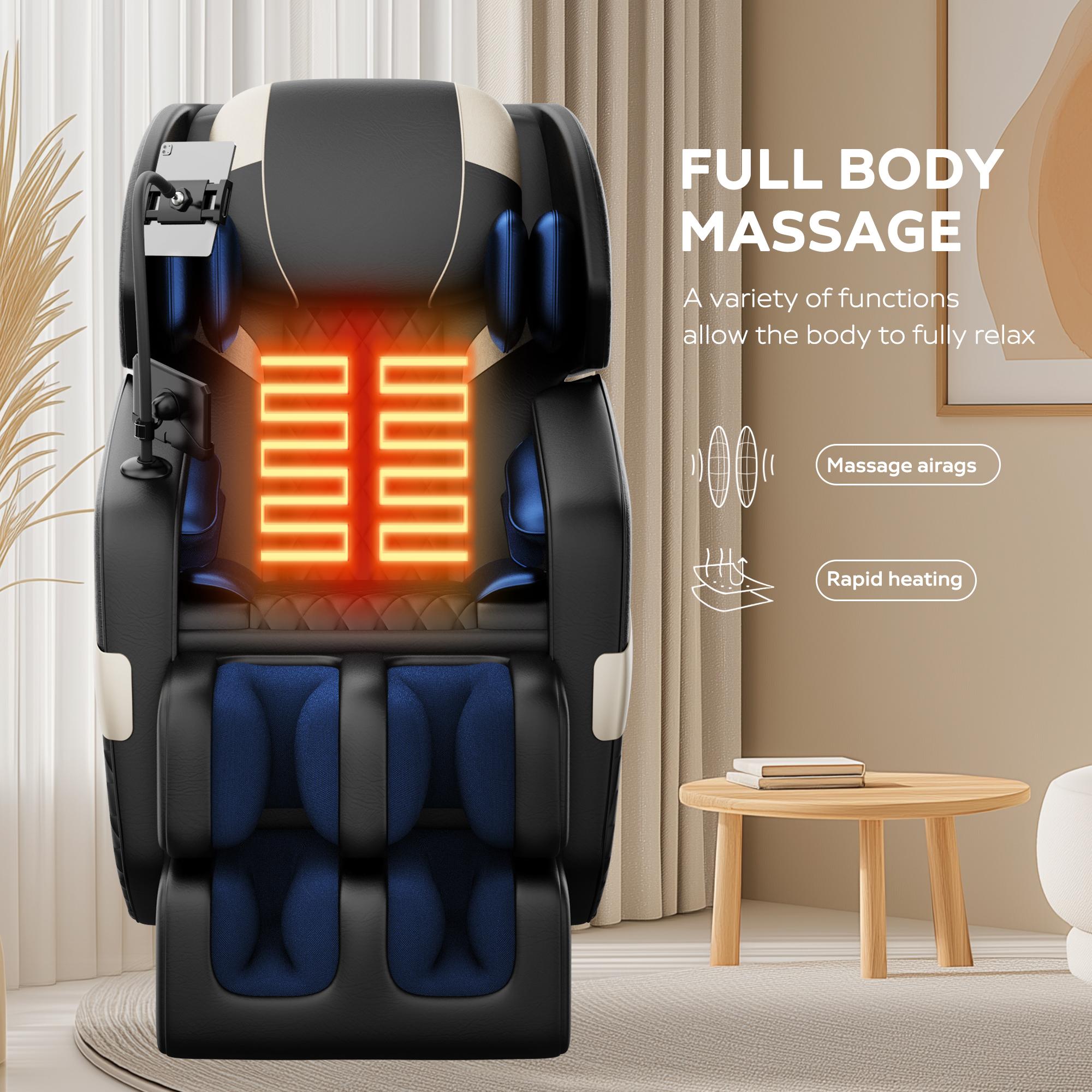 Massage Chair with Zero Gravity Reclining Feature, Full Body Air Pressure, Heating Functions, Bluetooth Audio, 51" L x 28" W x 40" H, Black