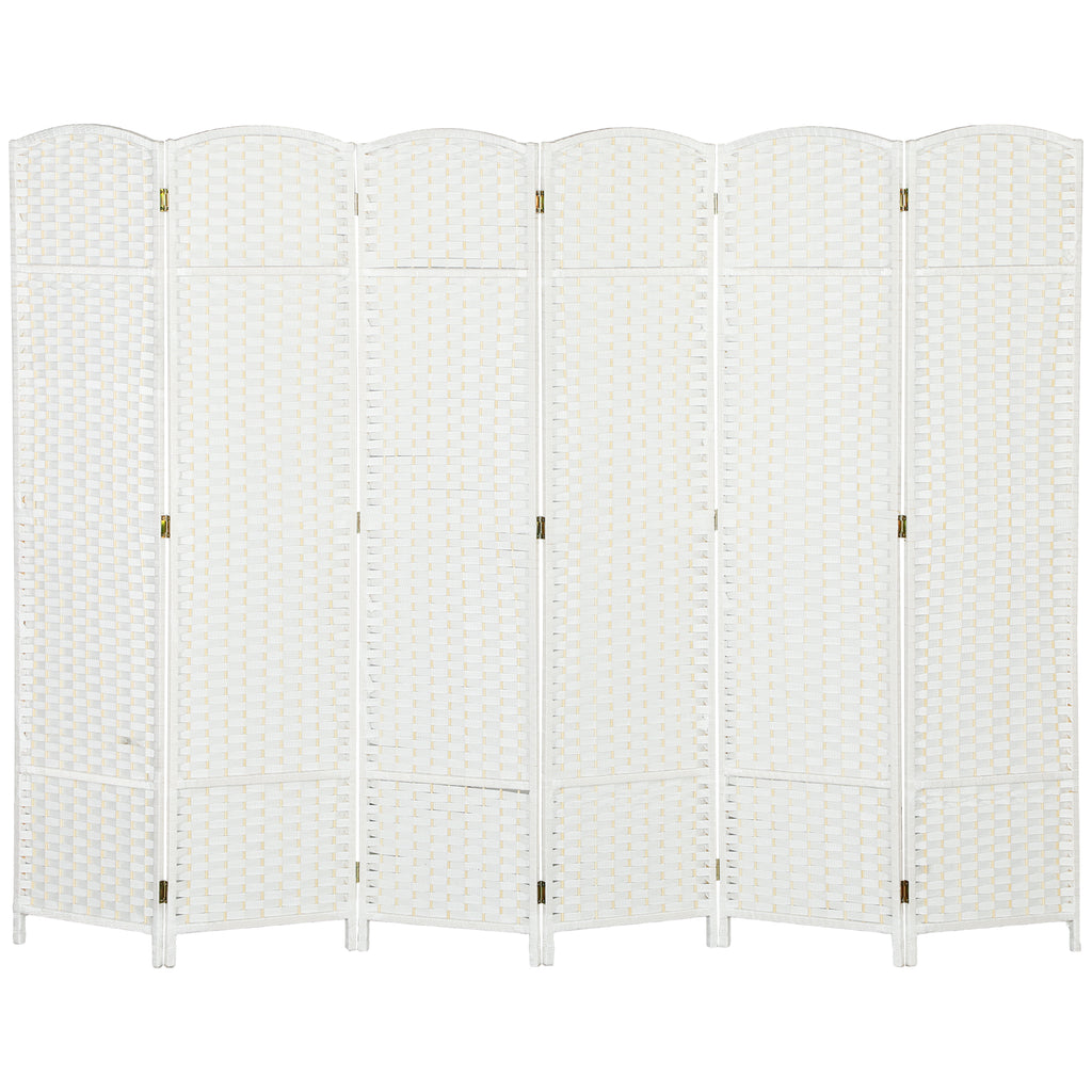 Folding Room Divider Screen 6 Panel 5.6 ' Tall Privacy Screen Freestanding Room Partition for Home Office, White