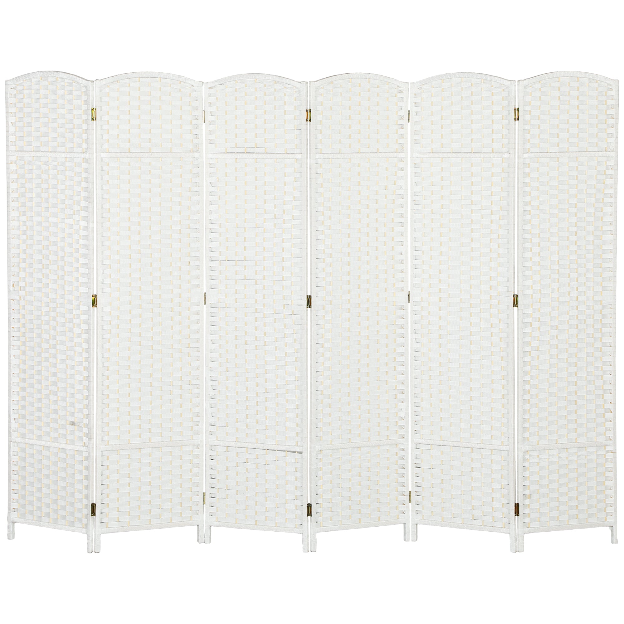 Folding Room Divider Screen 6 Panel 5.6 ' Tall Privacy Screen Freestanding Room Partition for Home Office, White