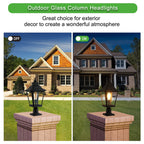Outdoor Post Lantern Light with Pathway Lighting, Vintage Metal, Clear Glass Pillar Lamp for Garden, Gate, Driveway, 11" L x 11" W x 21" H, Black