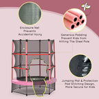 Φ5FT Kids Trampoline with Enclosure Net for Age 3 to 6 Years Pink