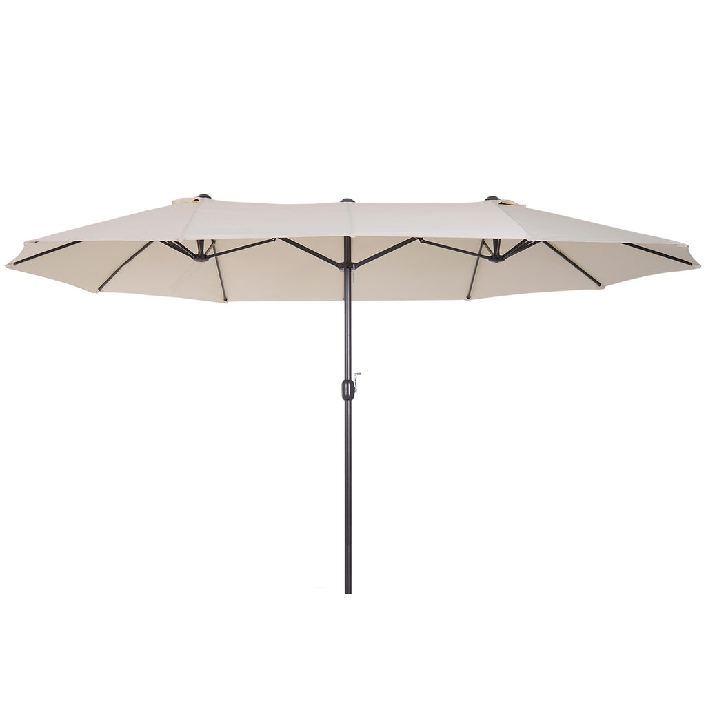 15ft Patio Umbrella Double-Sided Outdoor Market Extra Large Umbrella with Crank Handle for Deck, Lawn, Backyard and Pool, Cream White
