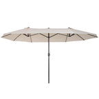 15ft Patio Umbrella Double-Sided Outdoor Market Extra Large Umbrella with Crank Handle for Deck, Lawn, Backyard and Pool, Cream White