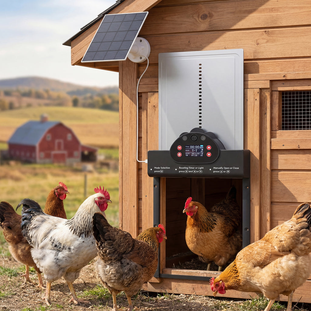 2K HD AI Camera Automatic Chicken Coop Door with APP Remote Control, WiFi Solar Powered with 5200 mAh Large Battery